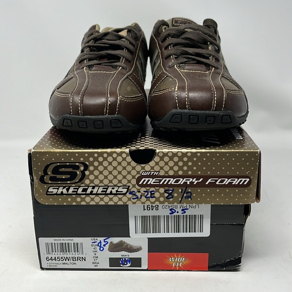 SKETCHERS CITY WALK MALTON WALKING SHOE LEATHER SNEAKER BROWN MENS SIZE 8.5 - Picture 2 of 12